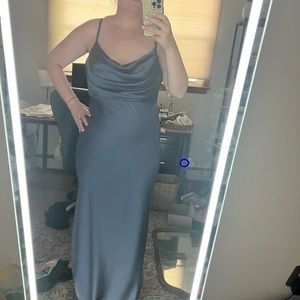 Dress Revelry Skye Satin INDIE BLUE Size 16 Bridesmaid dress.